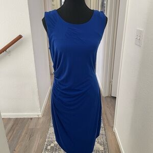 Worthington Blue Ruched Sheath Midi Dress